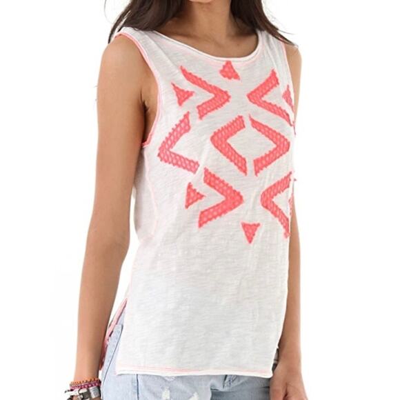 We the Free Bermuda Triangle White Neon Tank Size Small NWOT - Picture 1 of 12
